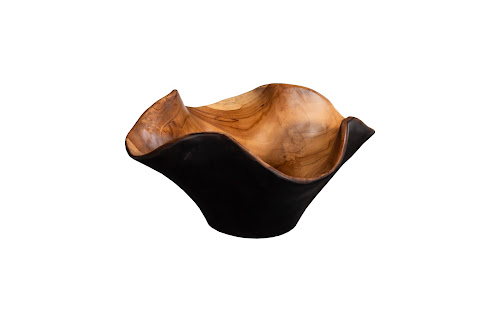 Phillips Collection Teak Wood Natural & Black Bowl