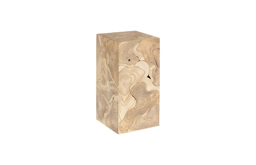 Phillips Collection Teak Slice Pedestal Square Bleached SM Accent