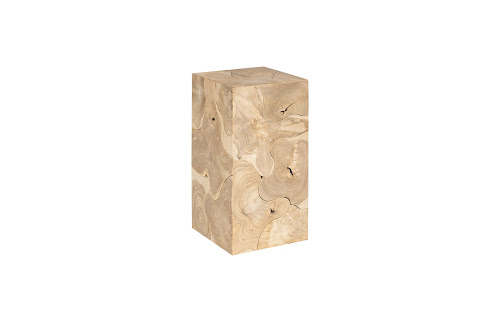 Phillips Collection Teak Slice Pedestal Square Bleached SM Accent