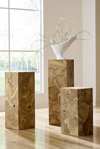 Phillips Collection Teak Slice Pedestal Square Bleached SM Accent