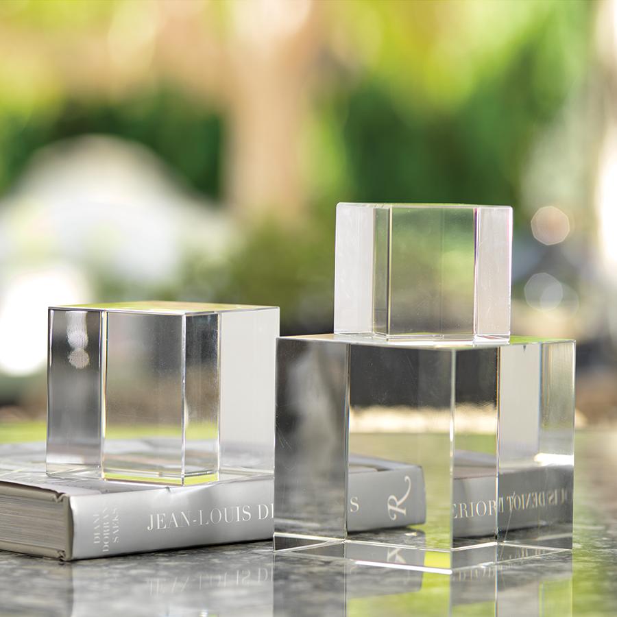 Zodax 3.5-Inch Jacy Crystal Glass Straight Cube- Set of 2