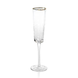 Zodax Clear Kampari Triangular Champagne Flutes with Gold Rim, Set of 4
