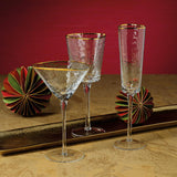 Zodax Clear Kampari Triangular Champagne Flutes with Gold Rim, Set of 4