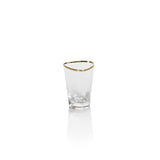 Zodax Clear Kampari Triangular Shot Glasses with Gold Rim, Set of 6