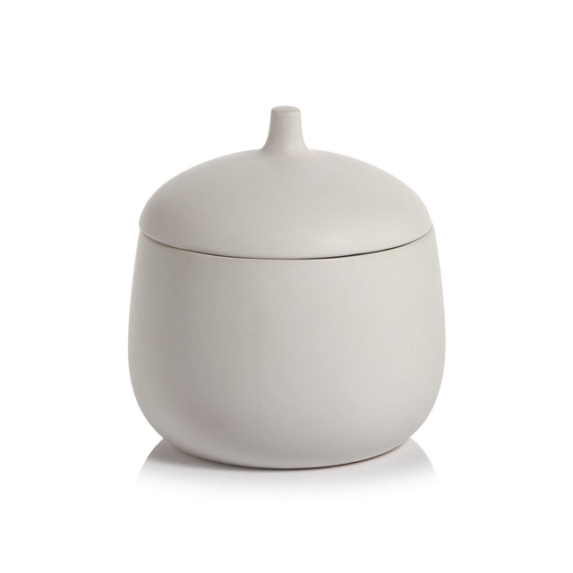 Zodax White Cato 7.75-Inch Tall Ceramic Canister