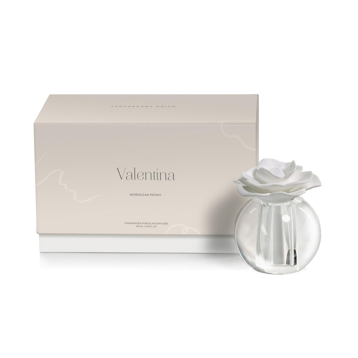 Zodax Valentina 100 ml Crystal Ball Porcelain Diffuser, Moroccan Peony