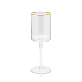 Zodax Ottica White Wine Glasses with Gold Rim, Set of 4
