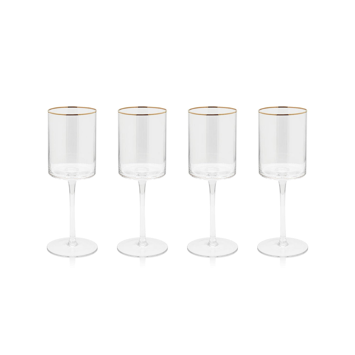 Zodax Ottica White Wine Glasses with Gold Rim, Set of 4