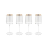 Zodax Ottica White Wine Glasses with Gold Rim, Set of 4