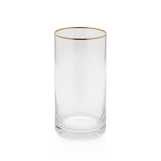 Zodax Optic Highball Glasses with Gold Rim, Set of 6