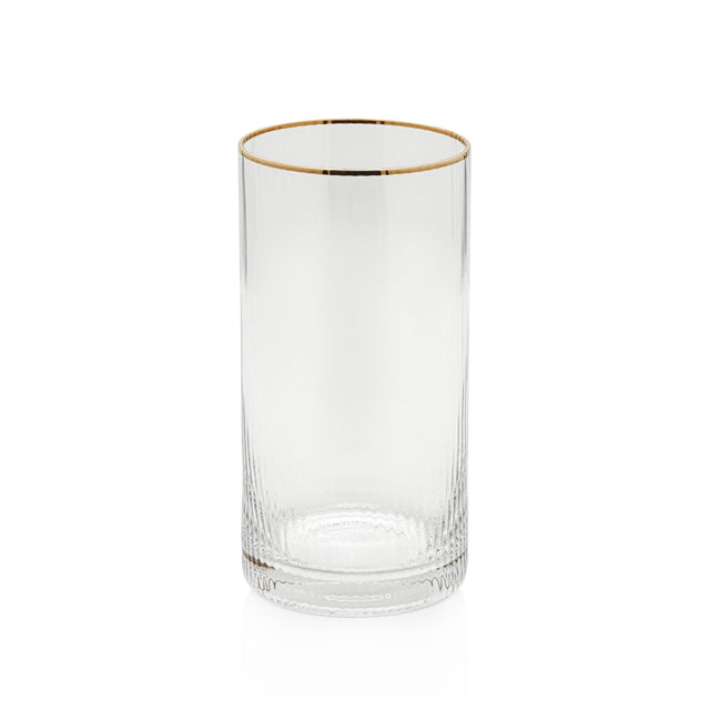 Zodax Optic Highball Glasses with Gold Rim, Set of 6