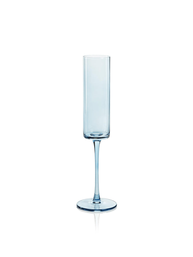Zodax Light Blue Foligno Champagne Flutes, Set of 6