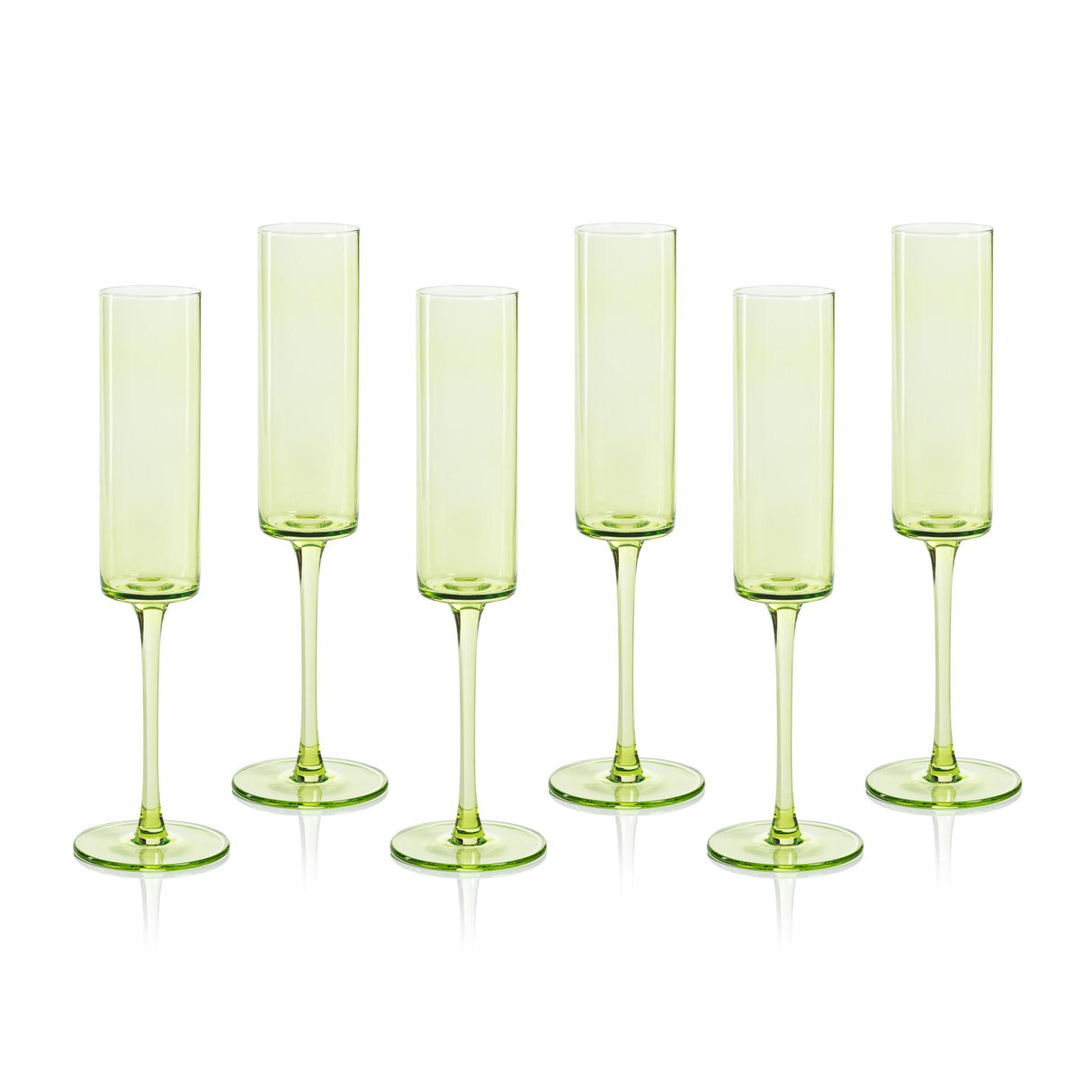 Zodax Light Green Foligno Champagne Flutes, Set of 6