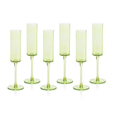 Zodax Light Green Foligno Champagne Flutes, Set of 6