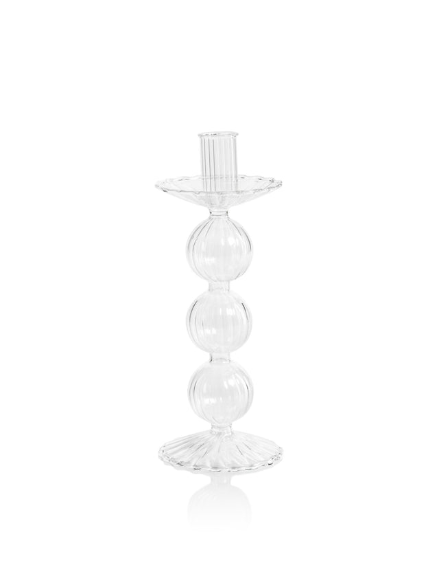 Zodax Lorena 8.75" Glass Taper Candle Holders, Set of 4