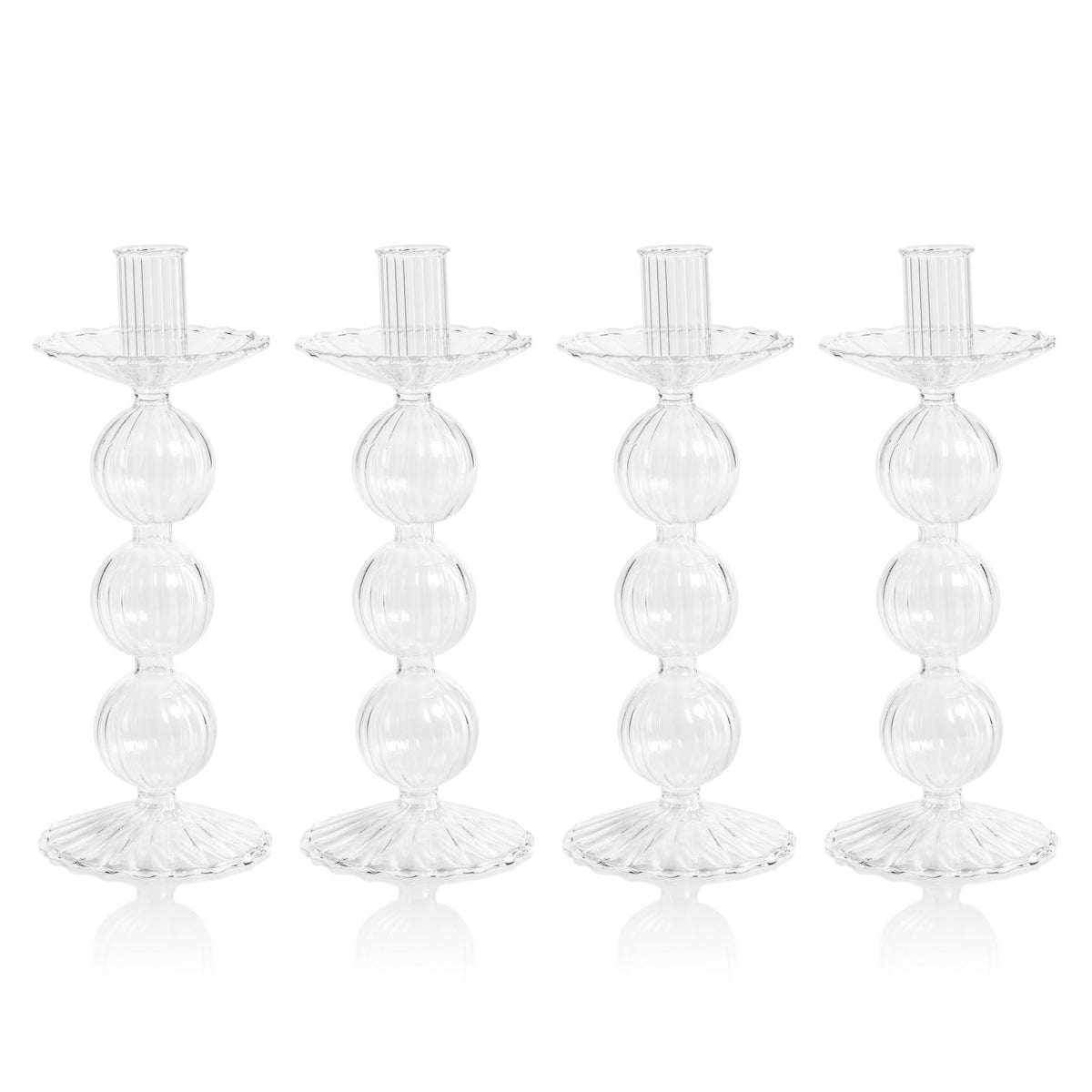 Zodax Lorena 8.75" Glass Taper Candle Holders, Set of 4