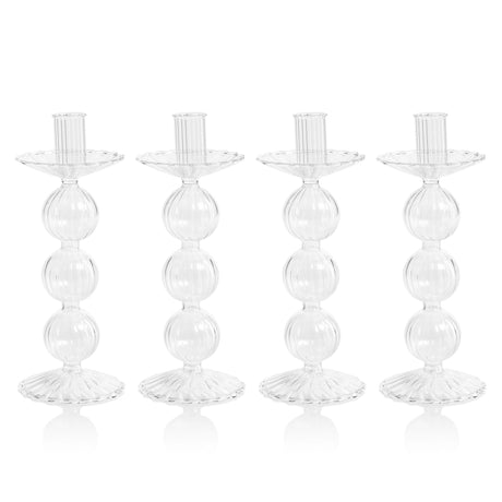 Zodax Lorena 8.75" Glass Taper Candle Holders, Set of 4