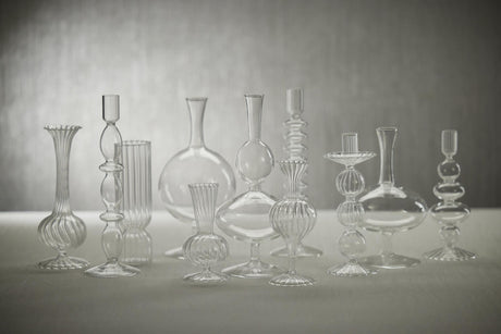 Zodax Lorena 8.75" Glass Taper Candle Holders, Set of 4
