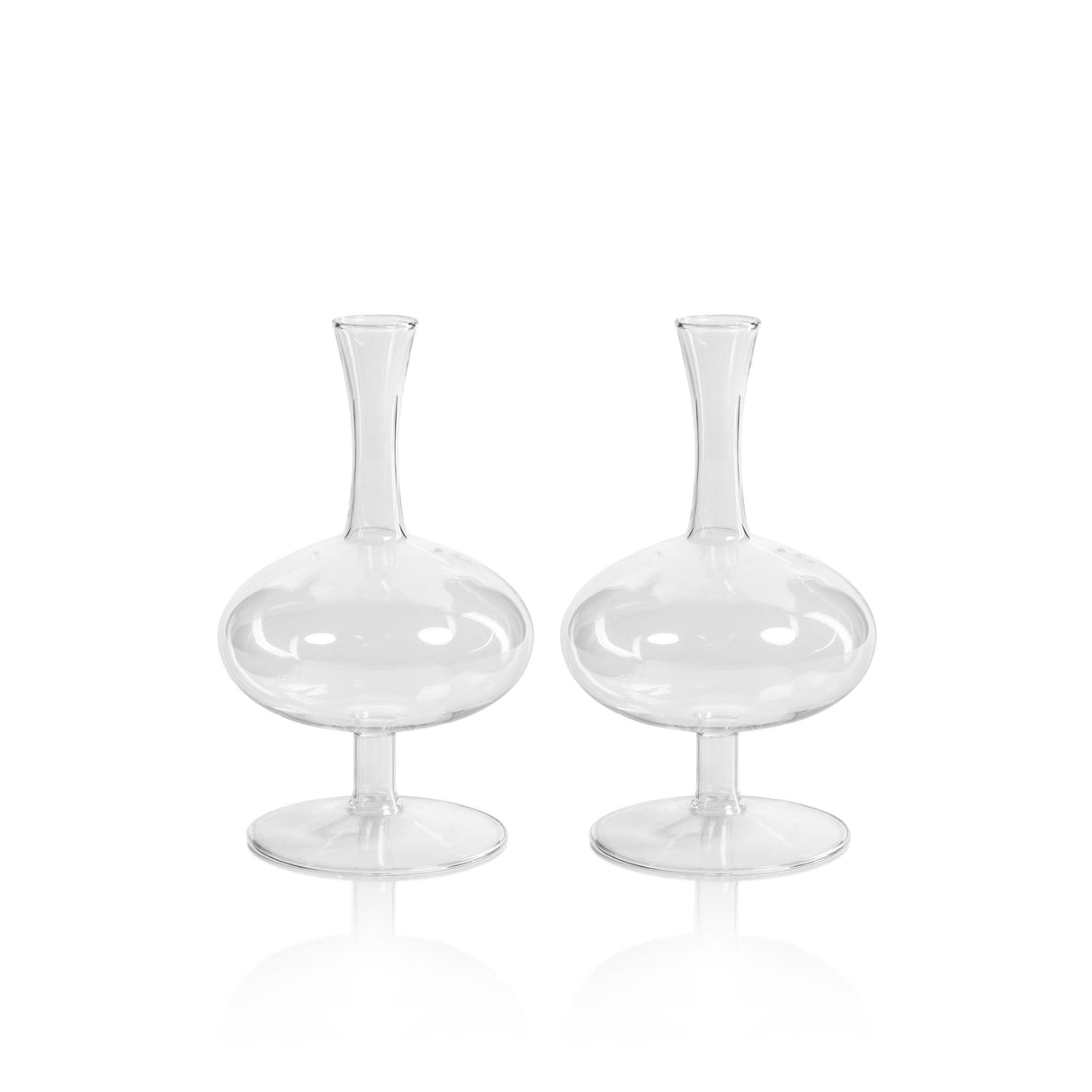 Zodax Oval- 3.5" x 8.75" Lillee Glass Footed Vases, Set of 2