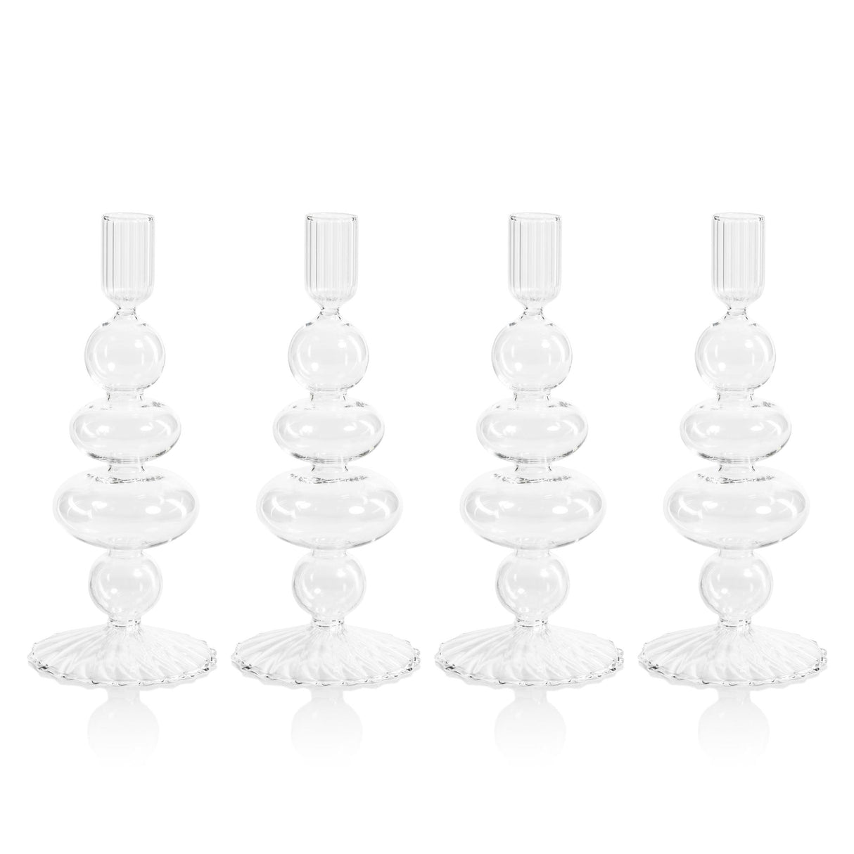 Zodax Tancredi 8.75" Glass Taper Candle Holders, Set of 4