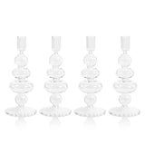 Zodax Tancredi 8.75" Glass Taper Candle Holders, Set of 4