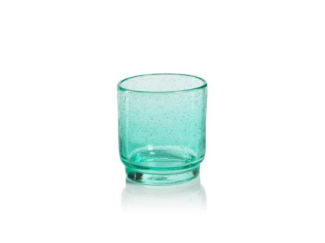 Zodax Turquoise Bitonto Bubbled Glass Tumblers, Set of 6