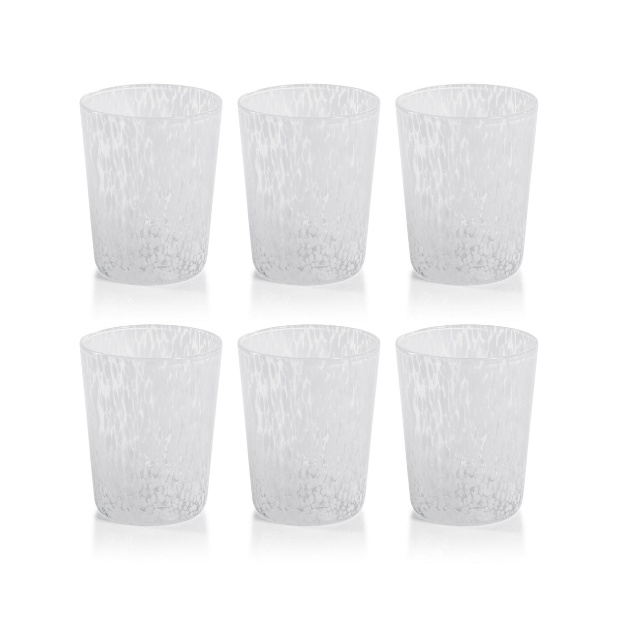 Zodax White Willa Speckled Glass Tumblers, Set of 6