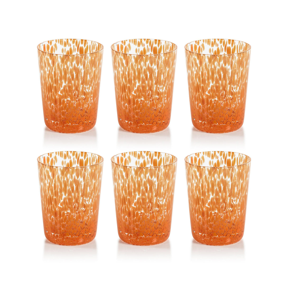 Zodax Orange Willa Speckled Glass Tumblers, Set of 6