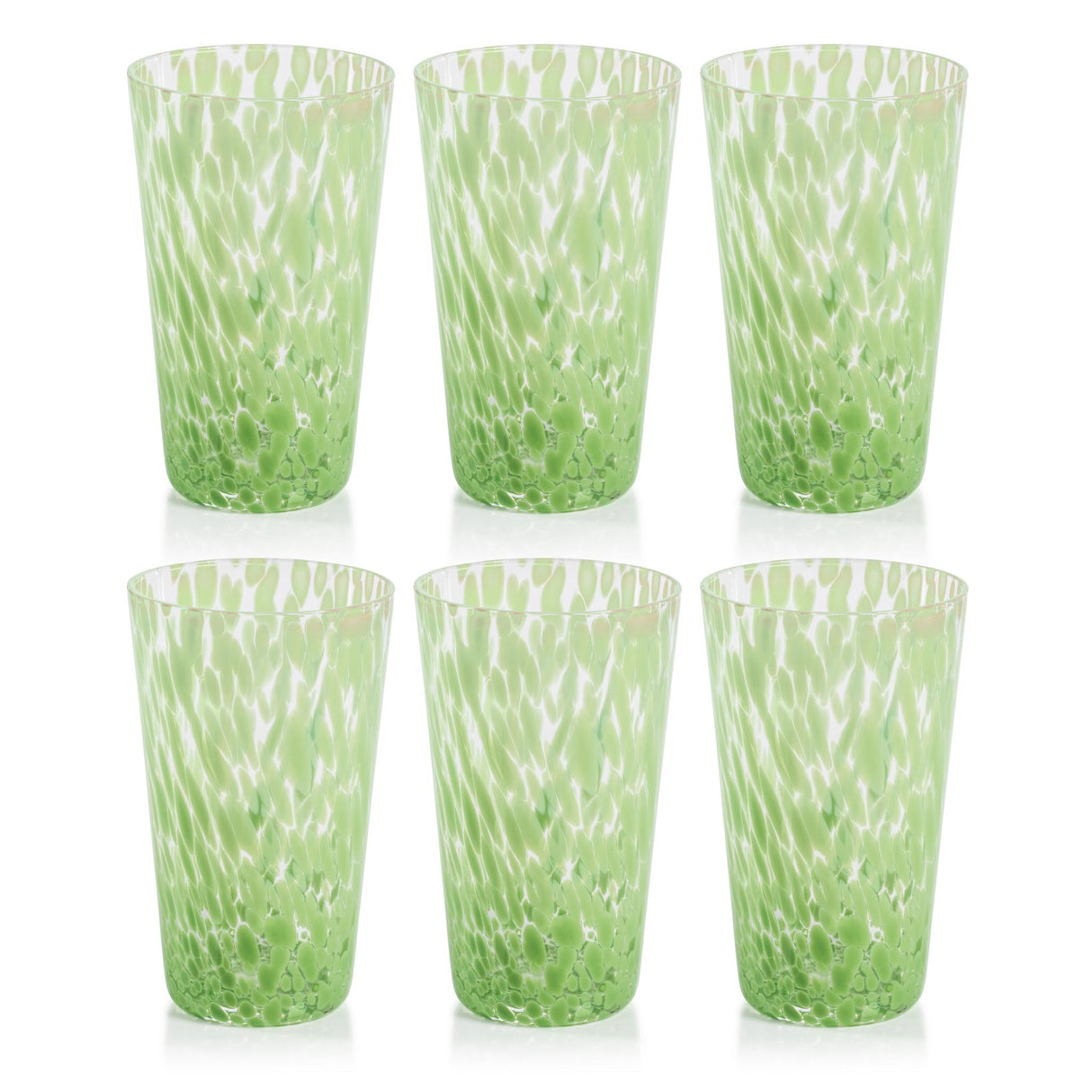Zodax Green Willa Speckled Highball Glasses, Set of 6