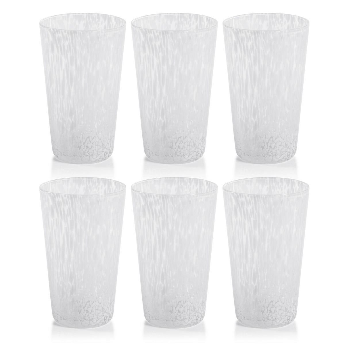 Zodax White Willa Speckled Highball Glasses, Set of 6