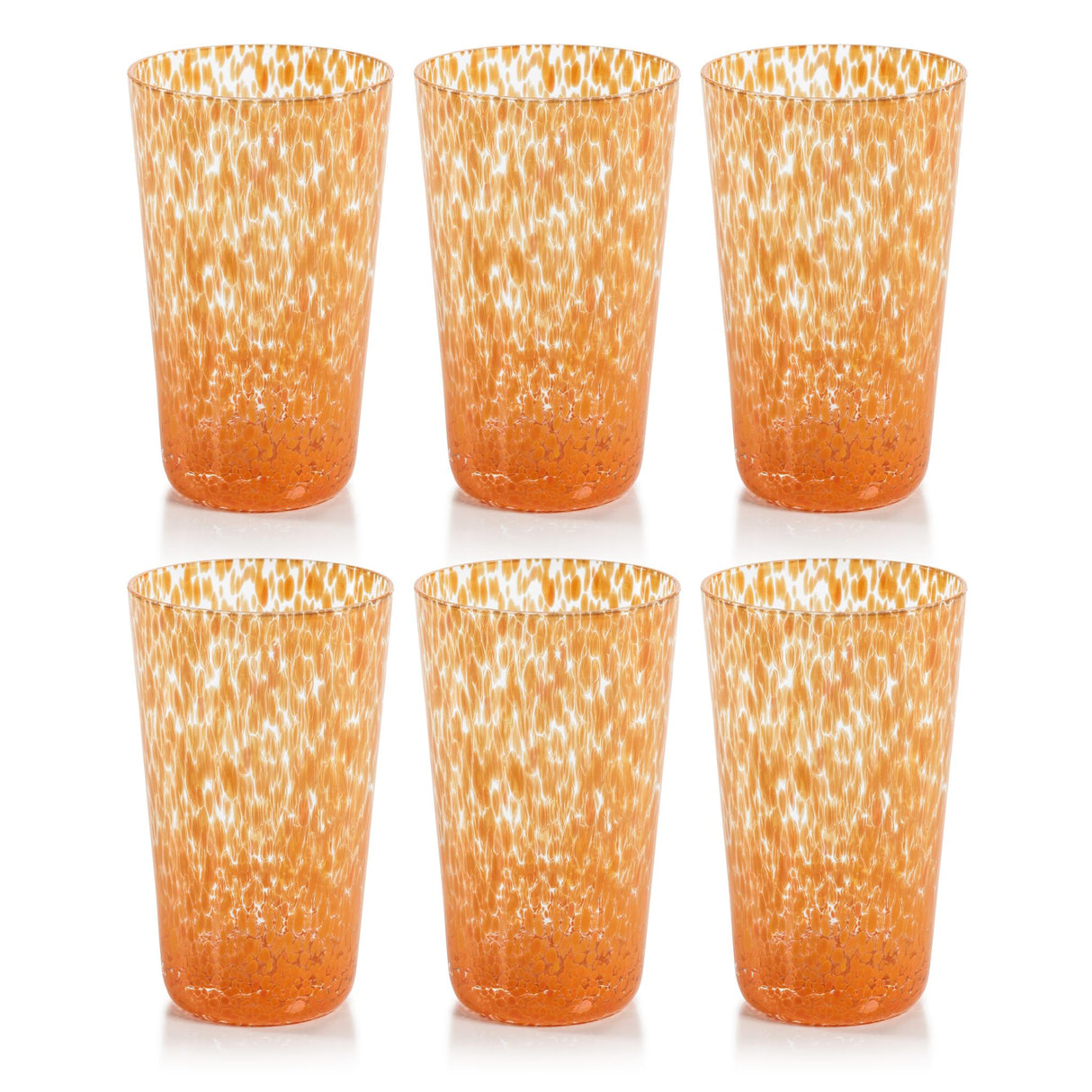 Zodax Orange Willa Speckled Highball Glasses, Set of 6