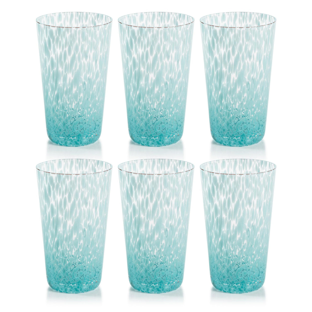 Zodax Aqua Willa Speckled Highball Glasses, Set of 6