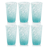 Zodax Aqua Willa Speckled Highball Glasses, Set of 6