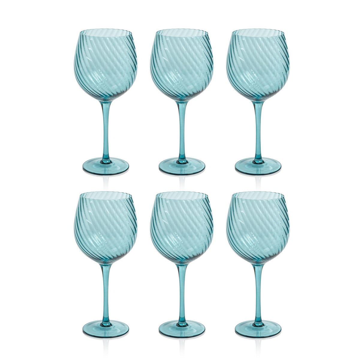 Zodax Blue Sesto Optic Swirl Red Wine Glasses, Set of 6