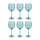 Zodax Blue Sesto Optic Swirl Red Wine Glasses, Set of 6