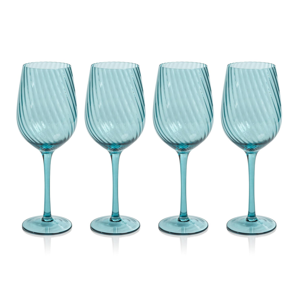 Zodax Blue Sesto Optic Swirl White Wine Glasses, Set of 4