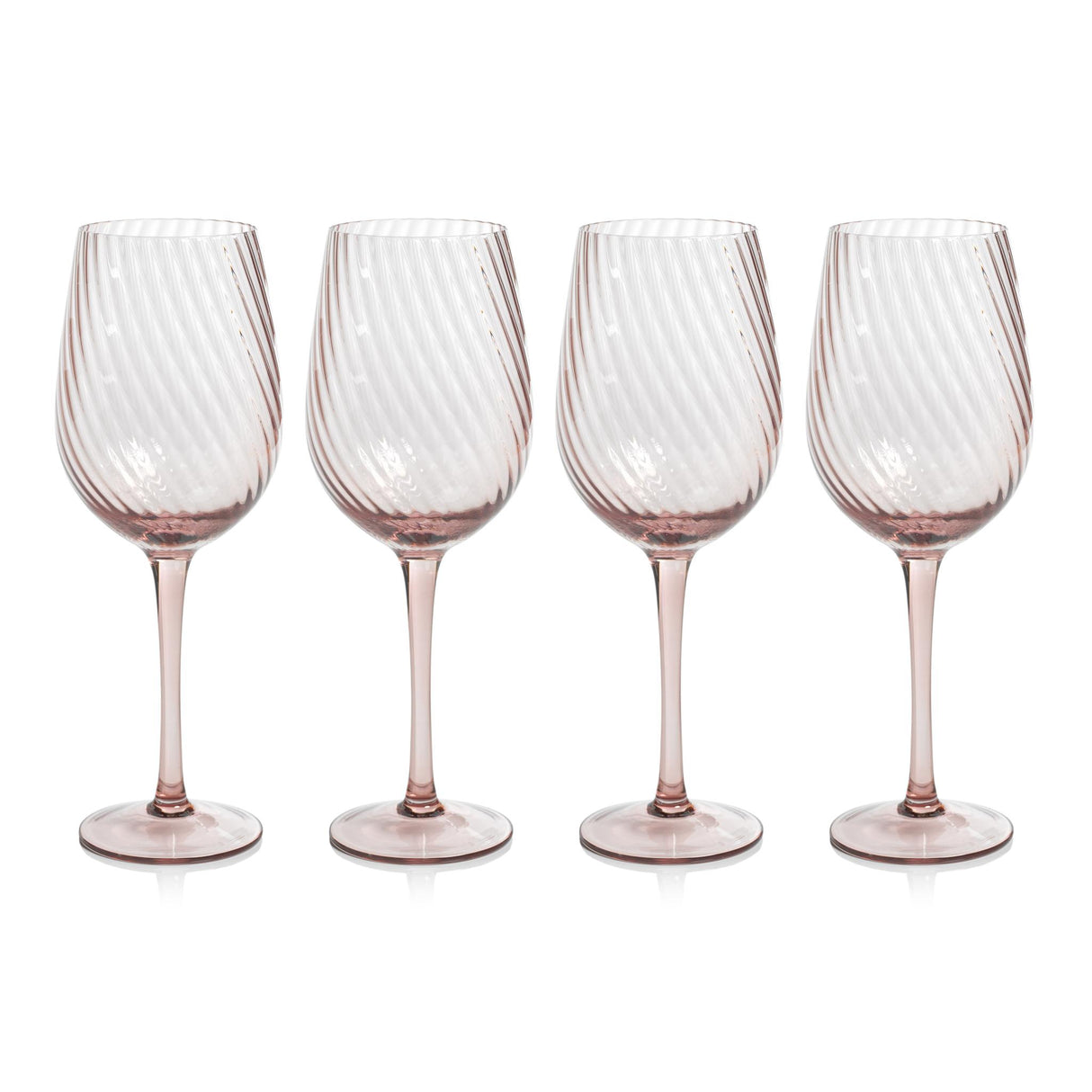 Zodax Lilac Sesto Optic Swirl White Wine Glasses, Set of 4