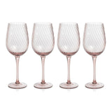 Zodax Lilac Sesto Optic Swirl White Wine Glasses, Set of 4