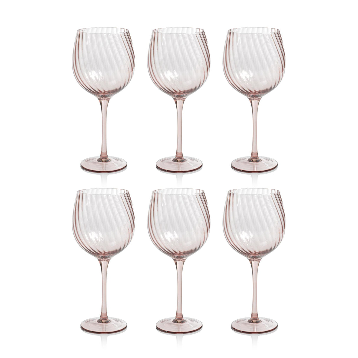 Zodax Lilac Sesto Optic Swirl Red Wine Glasses, Set of 6