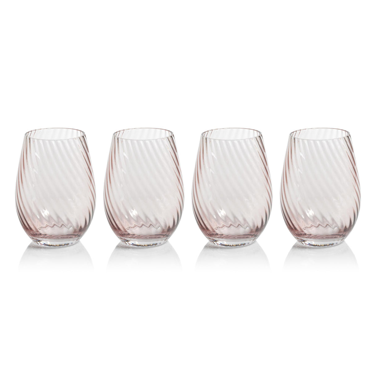 Zodax Lilac Sesto Optic Swirl Stemless Glasses, Set of 4