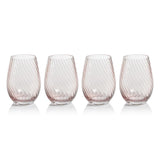 Zodax Lilac Sesto Optic Swirl Stemless Glasses, Set of 4