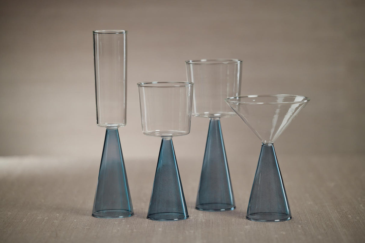 Zodax Blue Viterbo Wine White Wine Glasses, Set of 4