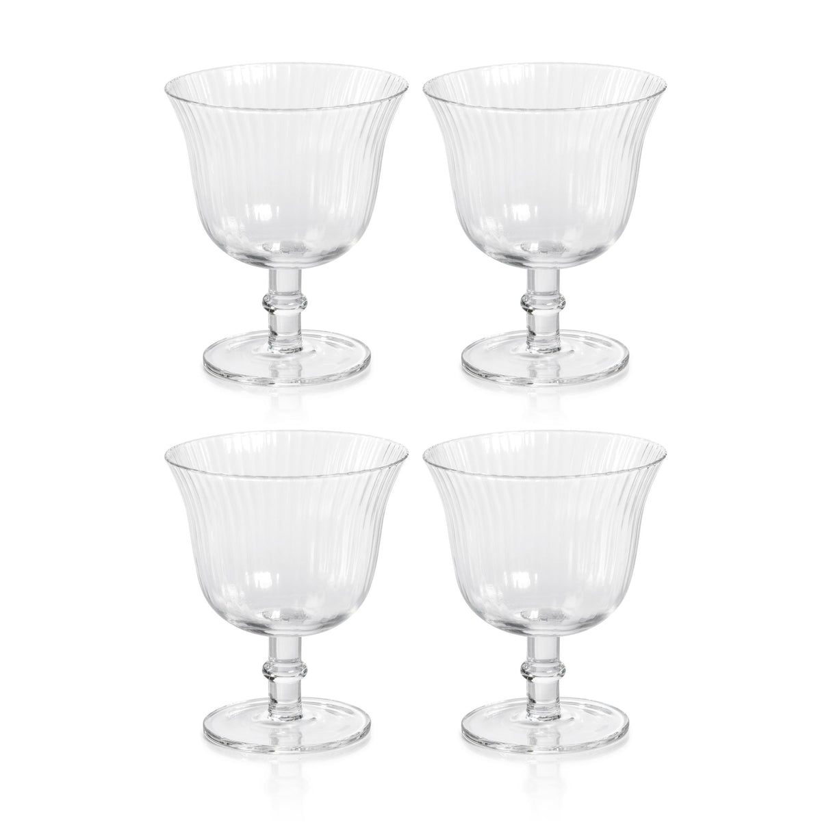 Zodax Kenley Clear Optic Cocktail / Desert Glasses, Set of 4