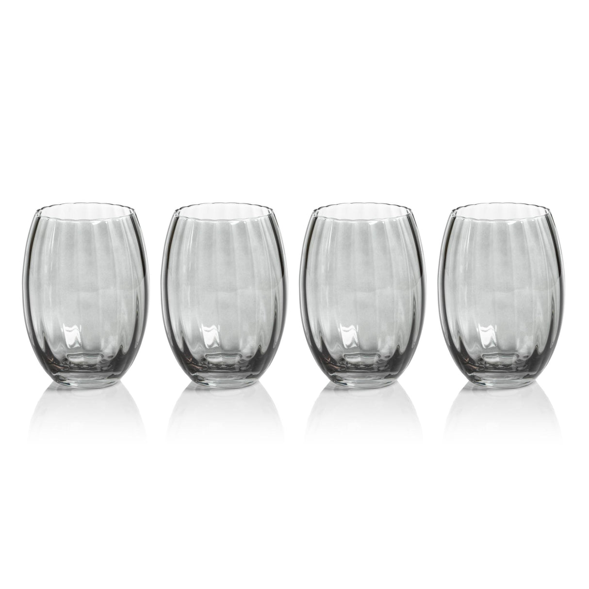Zodax Smoke Malden Optic Stemless All-Purpose Glasses, Set of 4