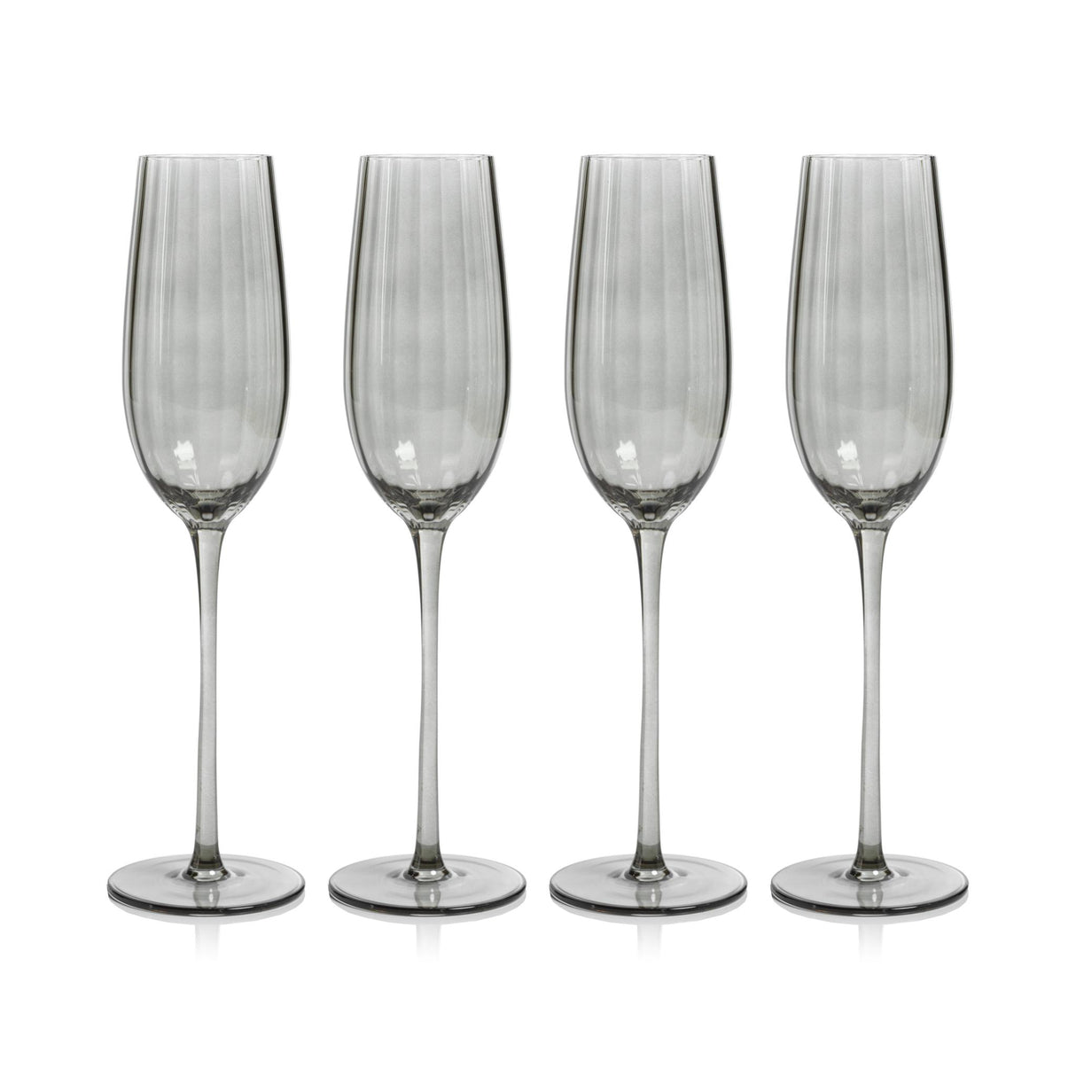 Zodax Smoke Malden Optic Champagne Flutes, Set of 4