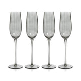 Zodax Smoke Malden Optic Champagne Flutes, Set of 4