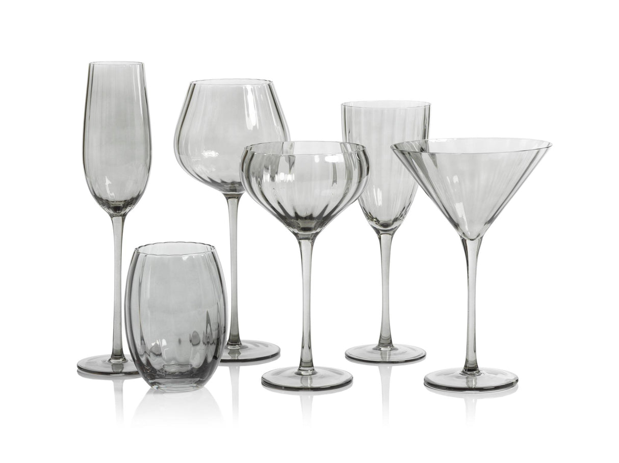 Zodax Smoke Malden Optic Champagne Flutes, Set of 4