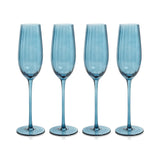 Zodax Blue Azure Malden Optic Champagne Flutes, Set of 4