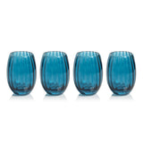 Zodax Blue Azure Malden Optic Stemless All-Purpose Glasses, Set of 4