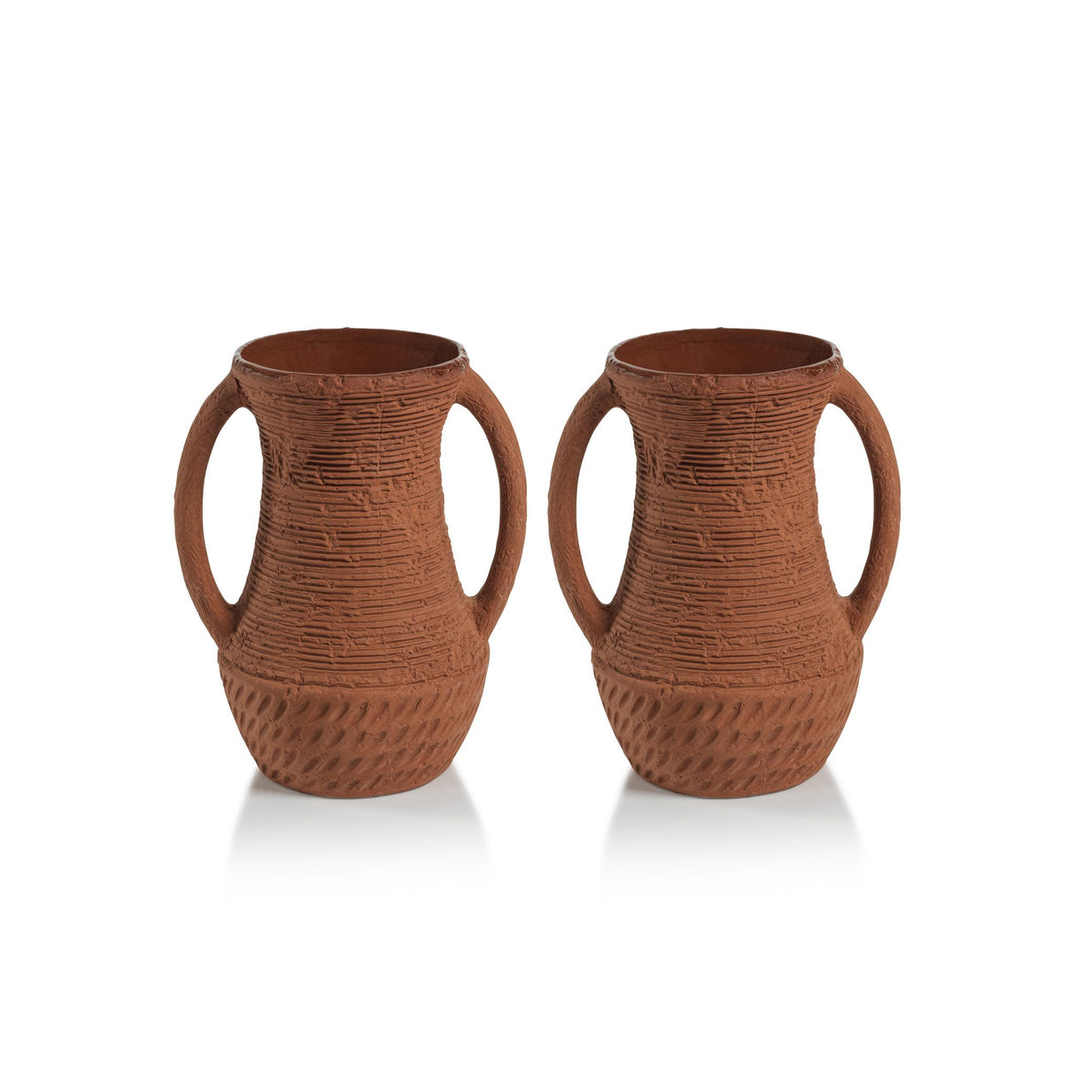 Zodax 4.75" x 6" Pelike Aprillia Terracotta Vases, Set of 2